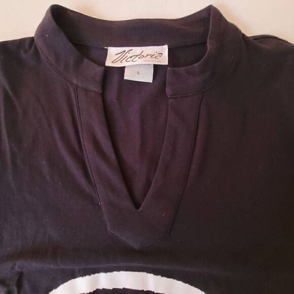 Victoria Womens Fun Kissy Face Emoji Graphic on Black Tunic Top Large - Picture 7 of 7